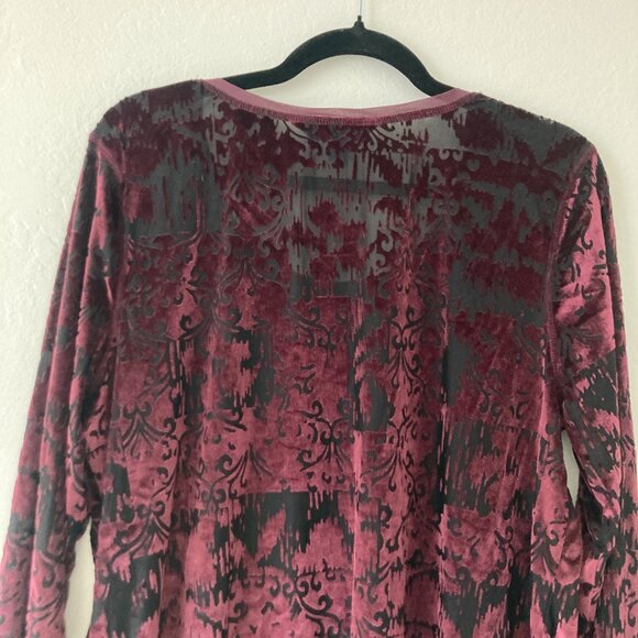 Simply Vera Wang Red Burnout Sheer Velvet Top Womens XL Whimsigoth Y2K Vamp - Picture 6 of 10